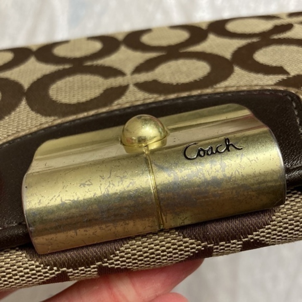 Coach checkbook khaki brown op c checkbook wallet - Picture 8 of 16